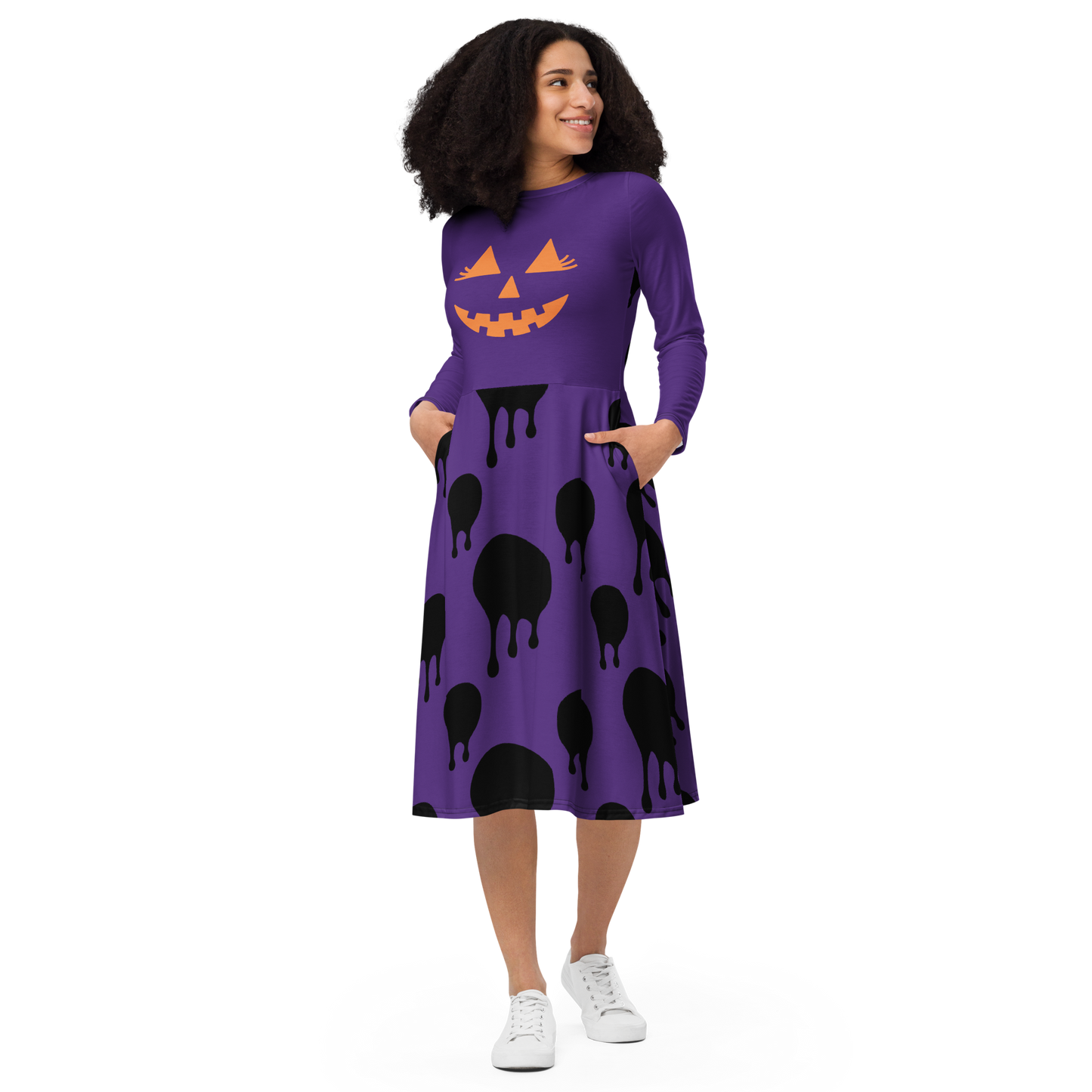 Pumpkin Drip Midi Dress - Purple