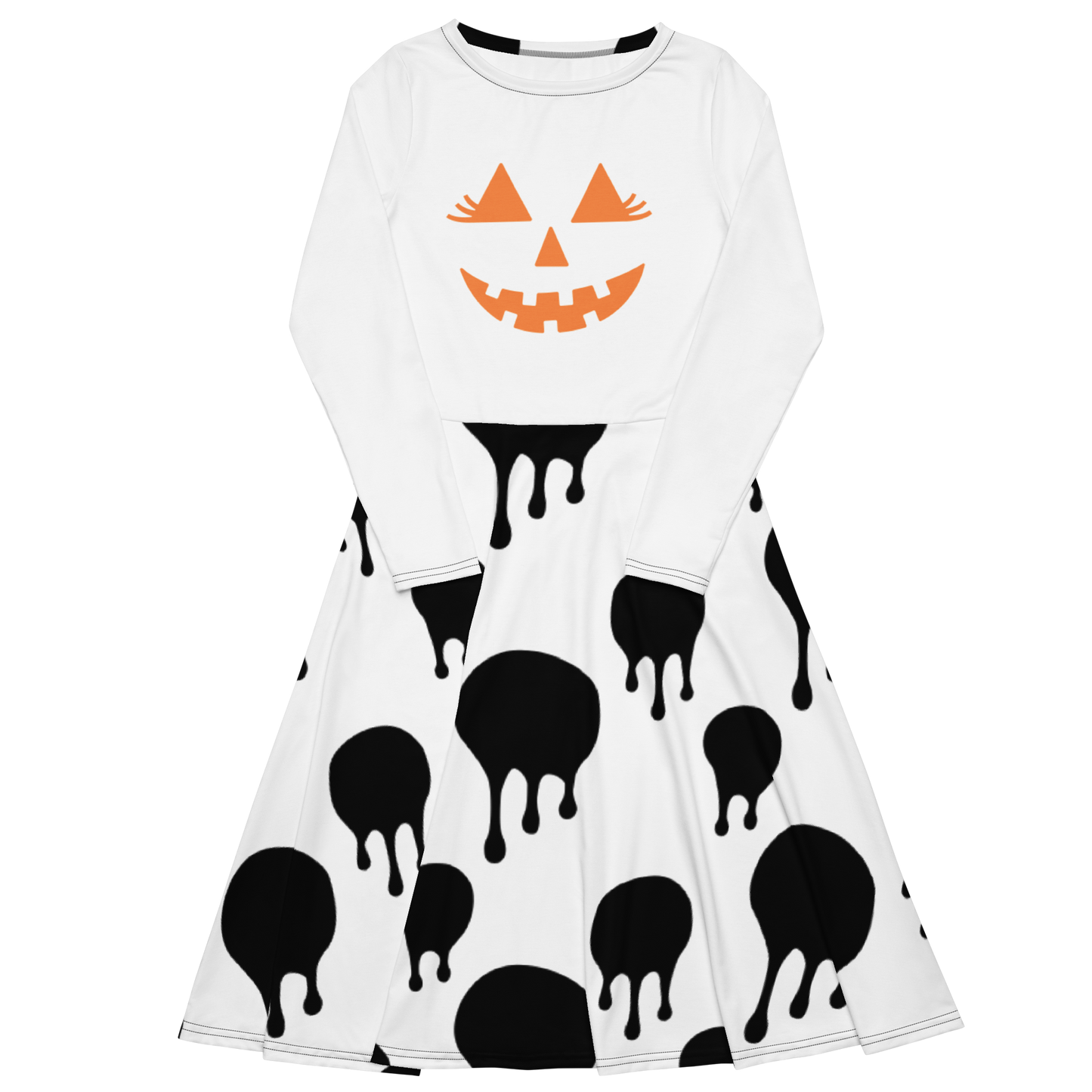 Pumpkin Drip Midi Dress - White